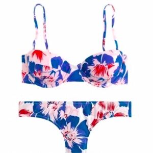 J. Crew Eco Floral Underwire Surf Hipster Bikini Set 32C / XS
